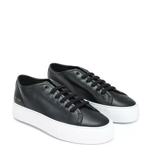 Woman by Common Projects Tournament Low Top Sneakers Black Leather Size 7.5